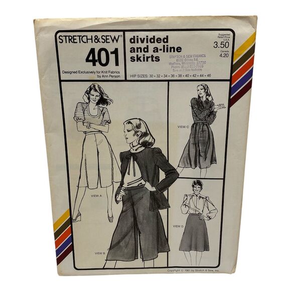 1981 Stretch and Sew Divided and A-Line Shirts Design Patterns By Ann Person - Picture 1 of 10